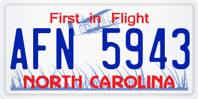 NC license plate AFN5943