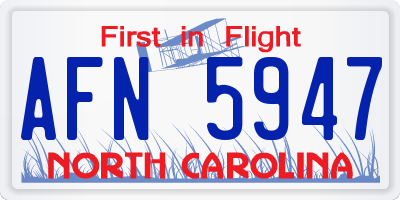 NC license plate AFN5947