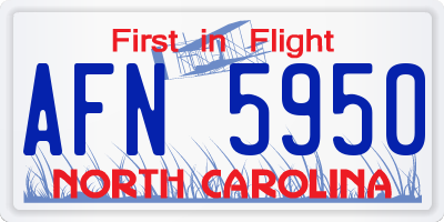 NC license plate AFN5950