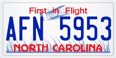 NC license plate AFN5953