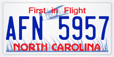 NC license plate AFN5957