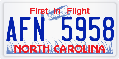 NC license plate AFN5958