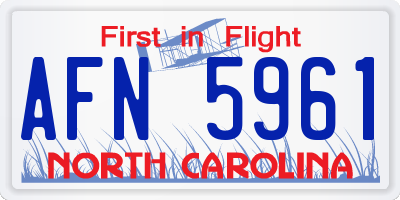 NC license plate AFN5961