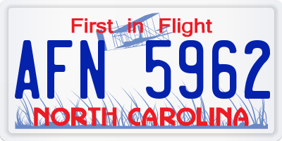 NC license plate AFN5962