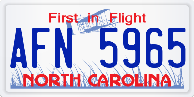 NC license plate AFN5965