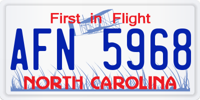 NC license plate AFN5968