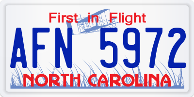 NC license plate AFN5972