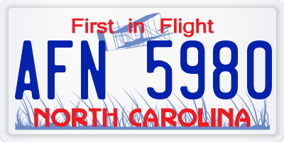 NC license plate AFN5980