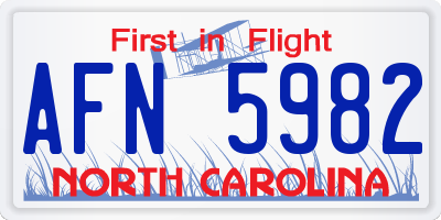 NC license plate AFN5982