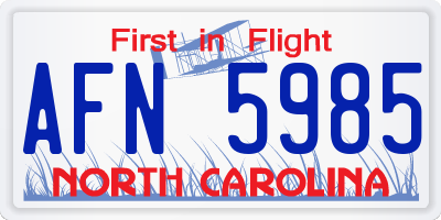 NC license plate AFN5985