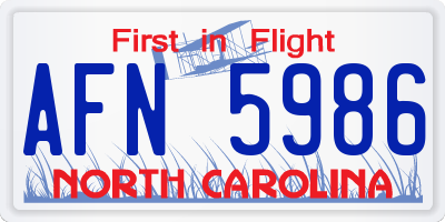 NC license plate AFN5986