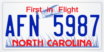 NC license plate AFN5987