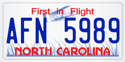 NC license plate AFN5989