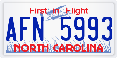 NC license plate AFN5993