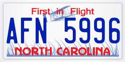 NC license plate AFN5996