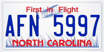NC license plate AFN5997