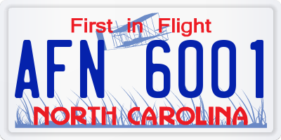 NC license plate AFN6001