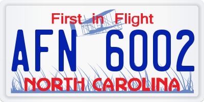 NC license plate AFN6002