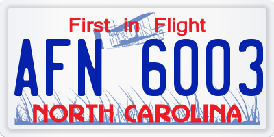 NC license plate AFN6003