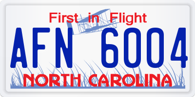 NC license plate AFN6004