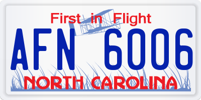 NC license plate AFN6006