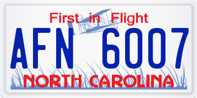 NC license plate AFN6007