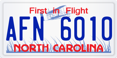 NC license plate AFN6010