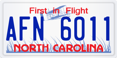 NC license plate AFN6011