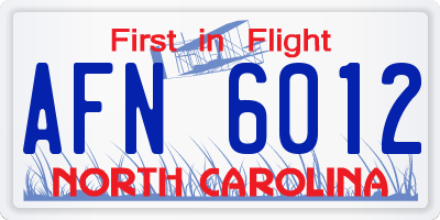 NC license plate AFN6012