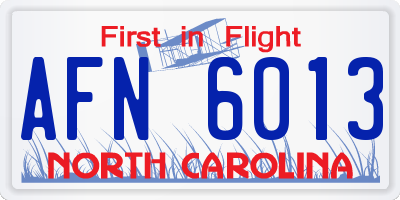 NC license plate AFN6013
