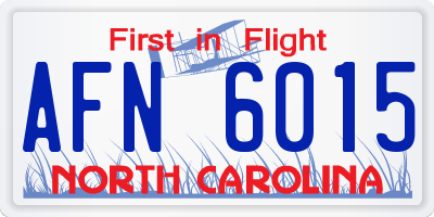 NC license plate AFN6015