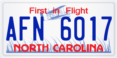 NC license plate AFN6017
