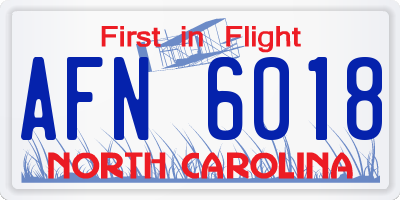NC license plate AFN6018