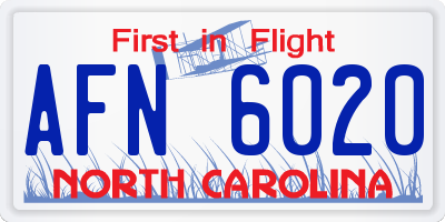 NC license plate AFN6020