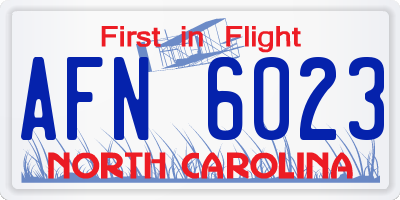NC license plate AFN6023