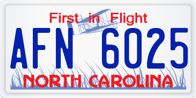 NC license plate AFN6025