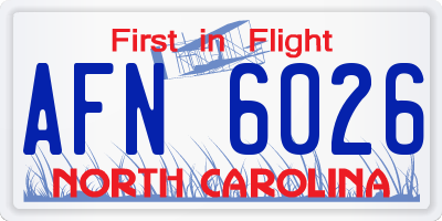 NC license plate AFN6026