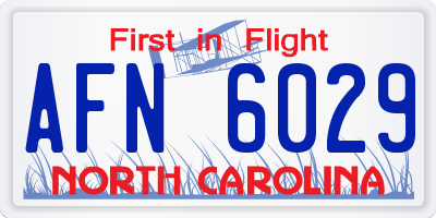NC license plate AFN6029