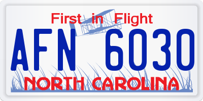 NC license plate AFN6030