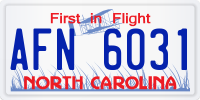 NC license plate AFN6031