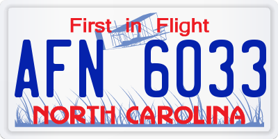 NC license plate AFN6033