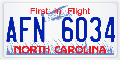NC license plate AFN6034