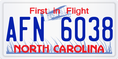 NC license plate AFN6038