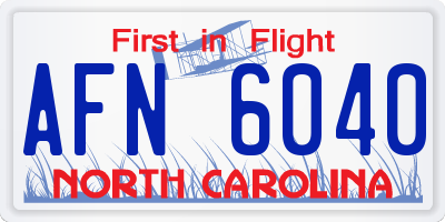 NC license plate AFN6040