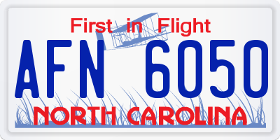 NC license plate AFN6050