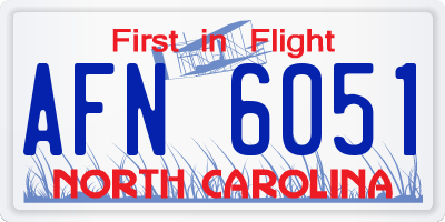 NC license plate AFN6051