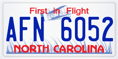 NC license plate AFN6052