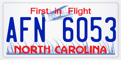 NC license plate AFN6053