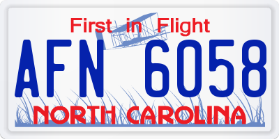 NC license plate AFN6058