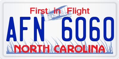 NC license plate AFN6060